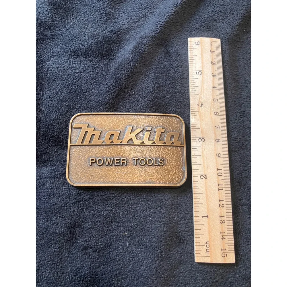 Makita Belt Buckle Mens OS Bronze Vintage Power Tools Logo USA Made